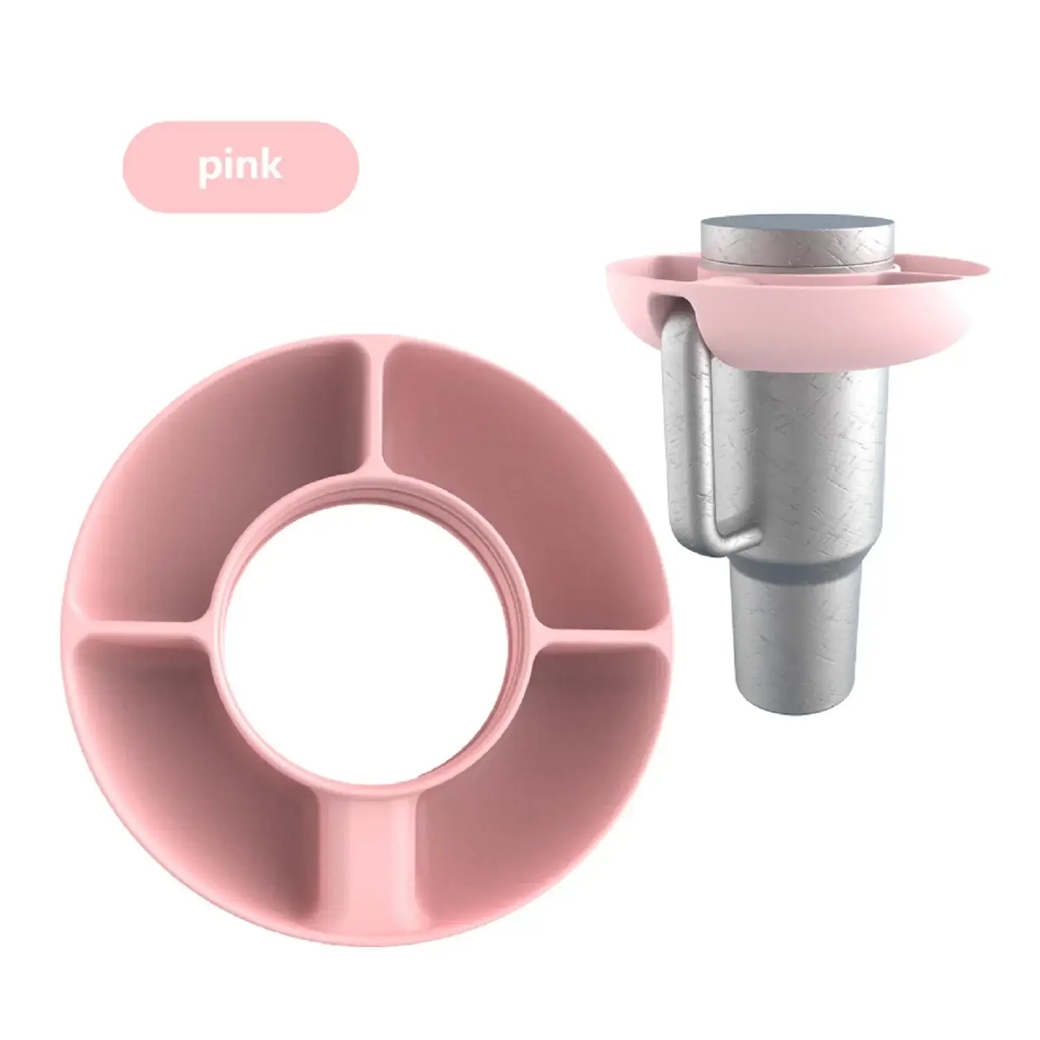 Pink Silicone Snack Bowl with Cup Holder