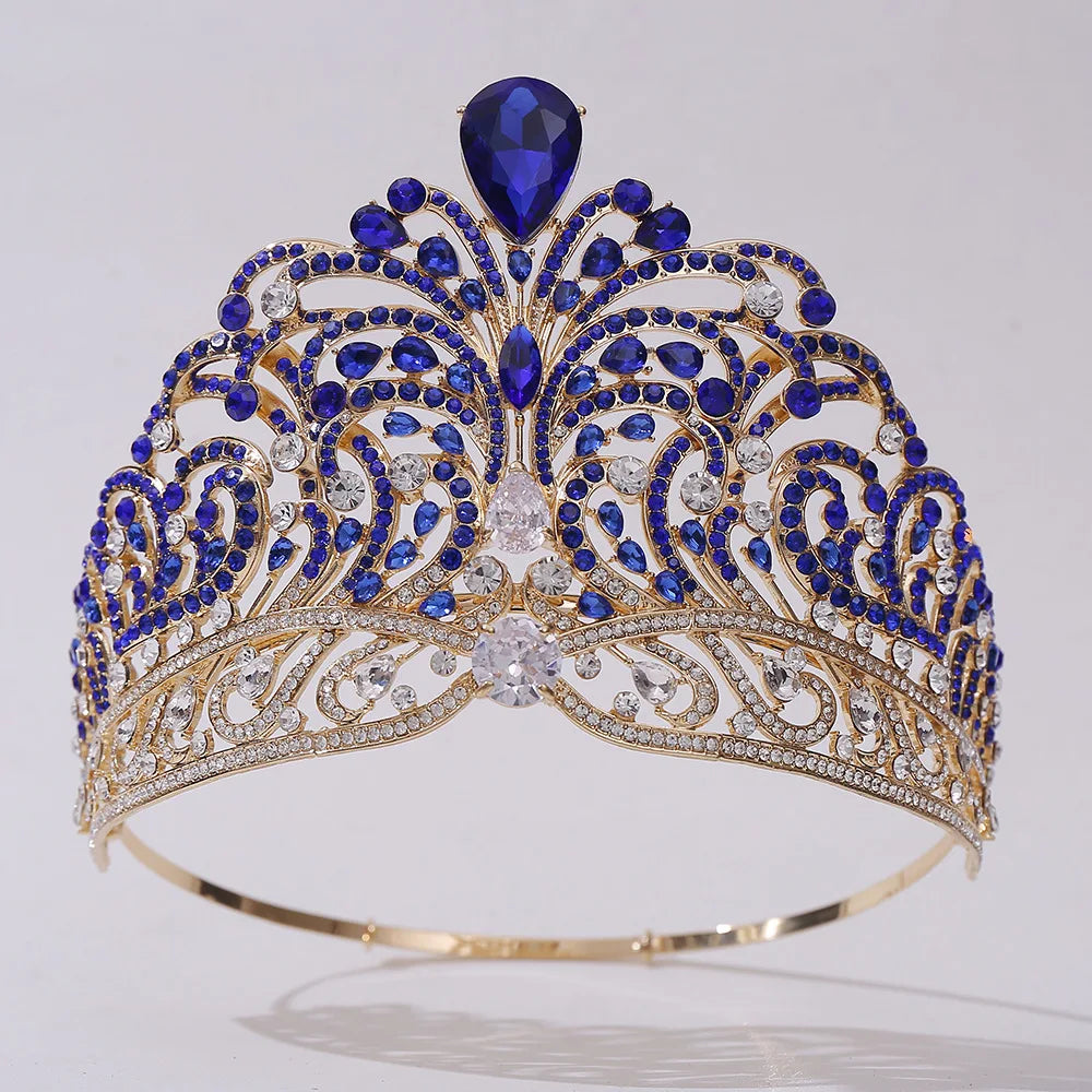 European Miss Universe Big Forest Crystal Wedding Crowns Cubic Zircon Crown Queen Rhinestone Tiara Party Stage Show Hair Jewelry GiFTiFY