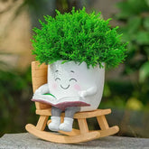 Funny Flower Pot Teacher Appreciation Gift Cute Chair Flower Pot Smile Face Planter Set for Indoor Outdoor Plants