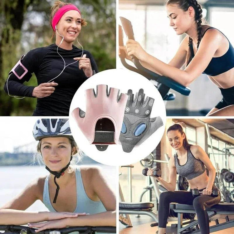 1 Pair Workout Gloves with Liquid Silicone for Women Fingerless Cycling Gloves Non-slip Men&