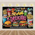 Quick Food Theme Birthday Party Decoration Hamburger French Fries Pizza Background Banner Photography Backdrop Supplies Kid Gift - GiFTiFY