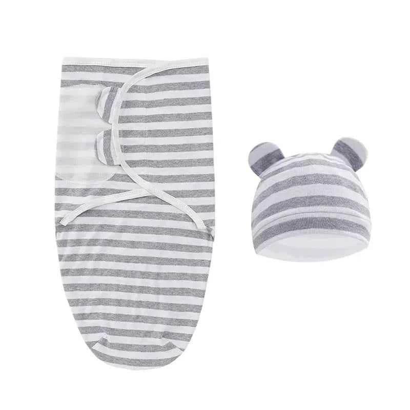 100% Organic Cotton Baby Swaddle Blanket Wrap Hat Set for Infant Adjustable Newborn Swaddle Baby Swaddle for 0-3 Month - GiFTiFY