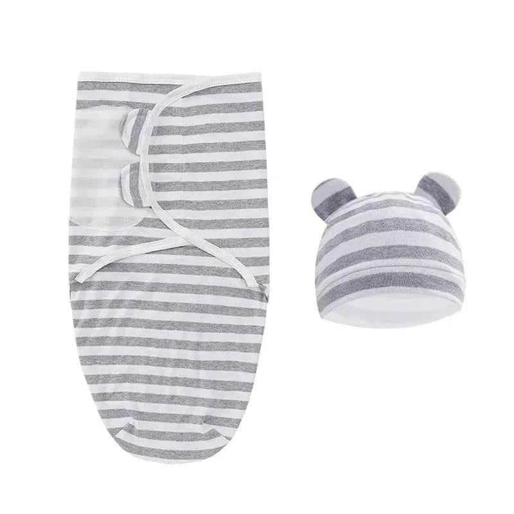 100% Organic Cotton Baby Swaddle Blanket Wrap Hat Set for Infant Adjustable Newborn Swaddle Baby Swaddle for 0-3 Month - GiFTiFY
