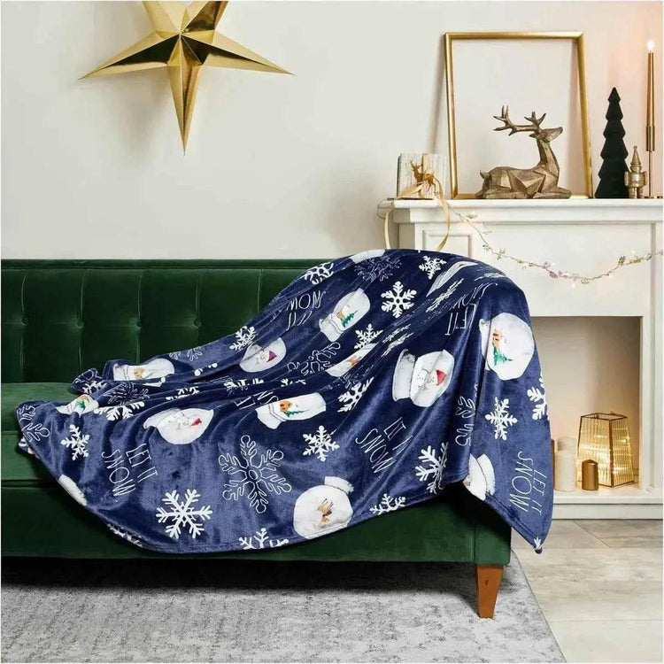 Christmas Blanket Soft, Decorative Blankets for Bed Cozy Throws for Sofa, Soft Plush Throw Embroidered Home Sweet Home - GiFTiFY