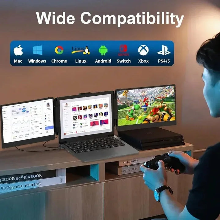 Laptop Screen Extender laptop duplicate screen, 14'' FHD 1080P IPS Ultra-Thin Dual/Triple Monitor Display, HDMI/USB-C Plug-Play Portable Monitor, laptop duplicate screen - GiFTiFY