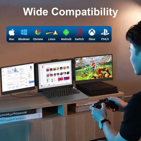 Laptop Screen Extender, 14'' FHD 1080P IPS Ultra-Thin Dual/Triple Monitor Display, HDMI/USB-C Plug-Play Portable Monitor DSERS