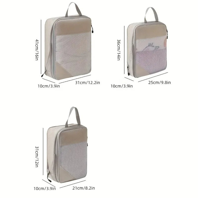 3-piece travel compression packing cube, travel bag luggage organizer travel essentials carry-on luggage compression cube GiFiFY