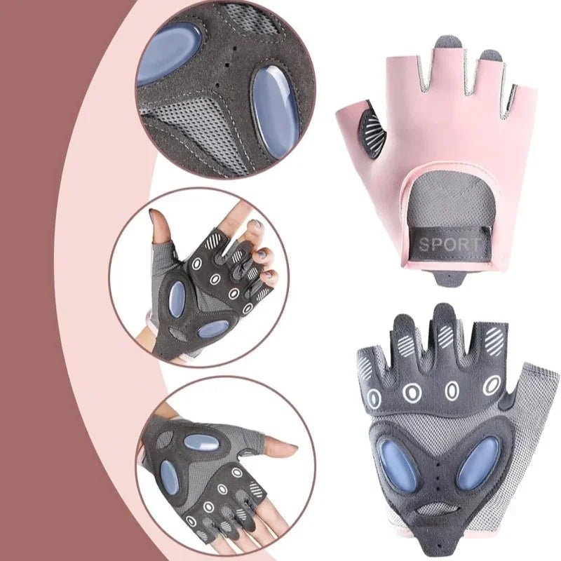 1 Pair Workout Gloves with Liquid Silicone for Women Fingerless Cycling Gloves Non-slip Men's Gym Weight Lifting Gloves DSERS