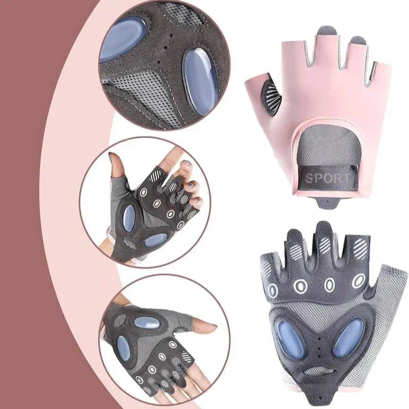 1 Pair Workout Gloves with Liquid Silicone for Women Fingerless Cycling Gloves Non-slip Men&