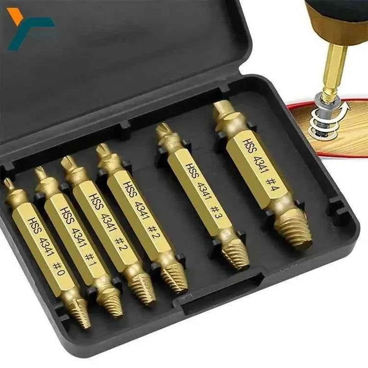 Damaged Screw Extractor Set HSS Drill Bit Stripped Broken Remover Small Easily Quickly Take Out Kit Easy Demolition Power Tools - GiFTiFY