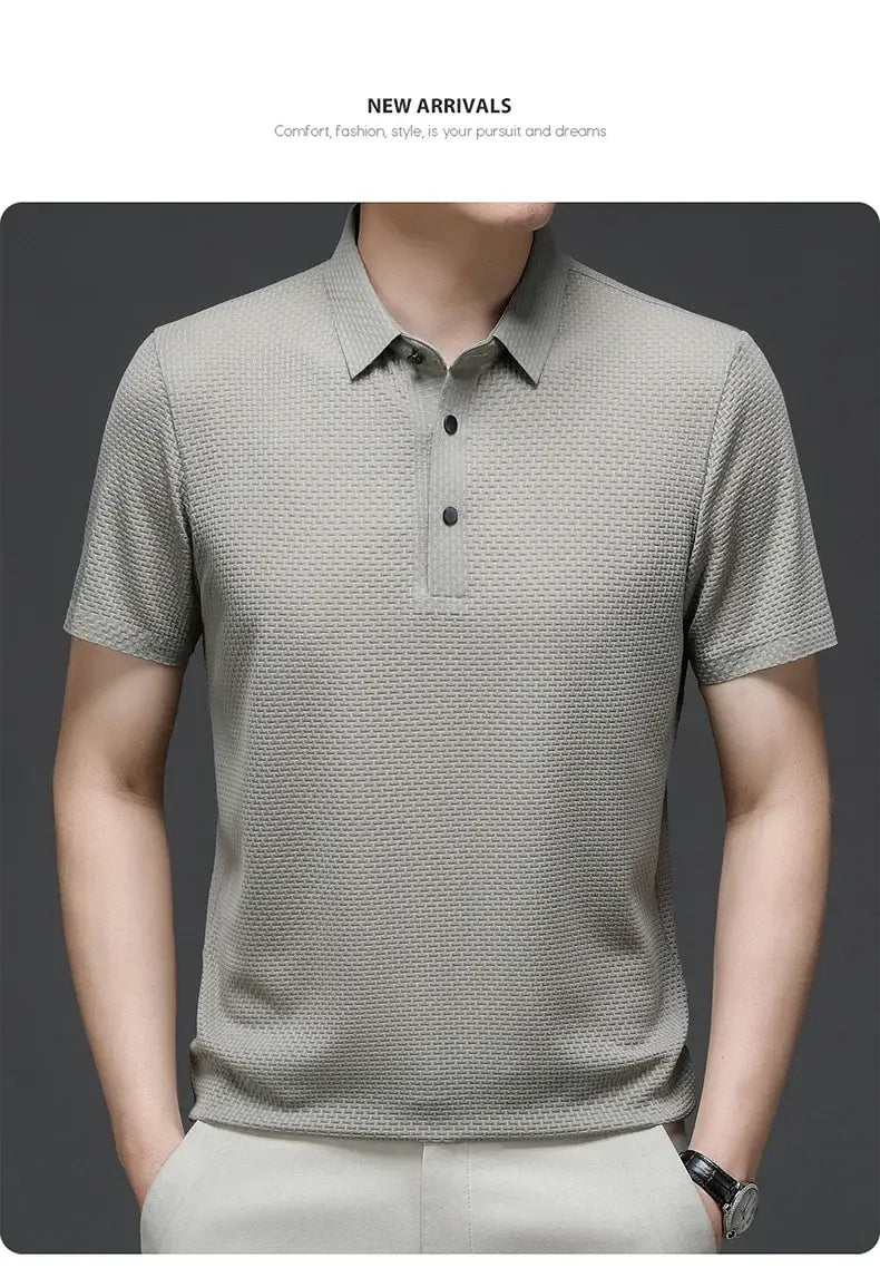 Mens Lop-Up Hollow Short-Sleeved Woven Shirts