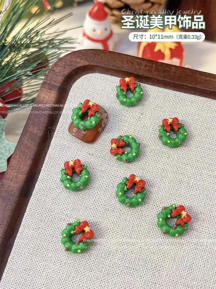 Christmas Series Nail Art Accessories 3D Resin Nail Charms Cute Bells Reindeer Snowman Cartoon Versatile Winter Nail Decorations by DSERS