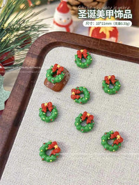 Christmas Series Nail Art Accessories 3D Resin Nail Charms Cute Bells Reindeer Snowman Cartoon