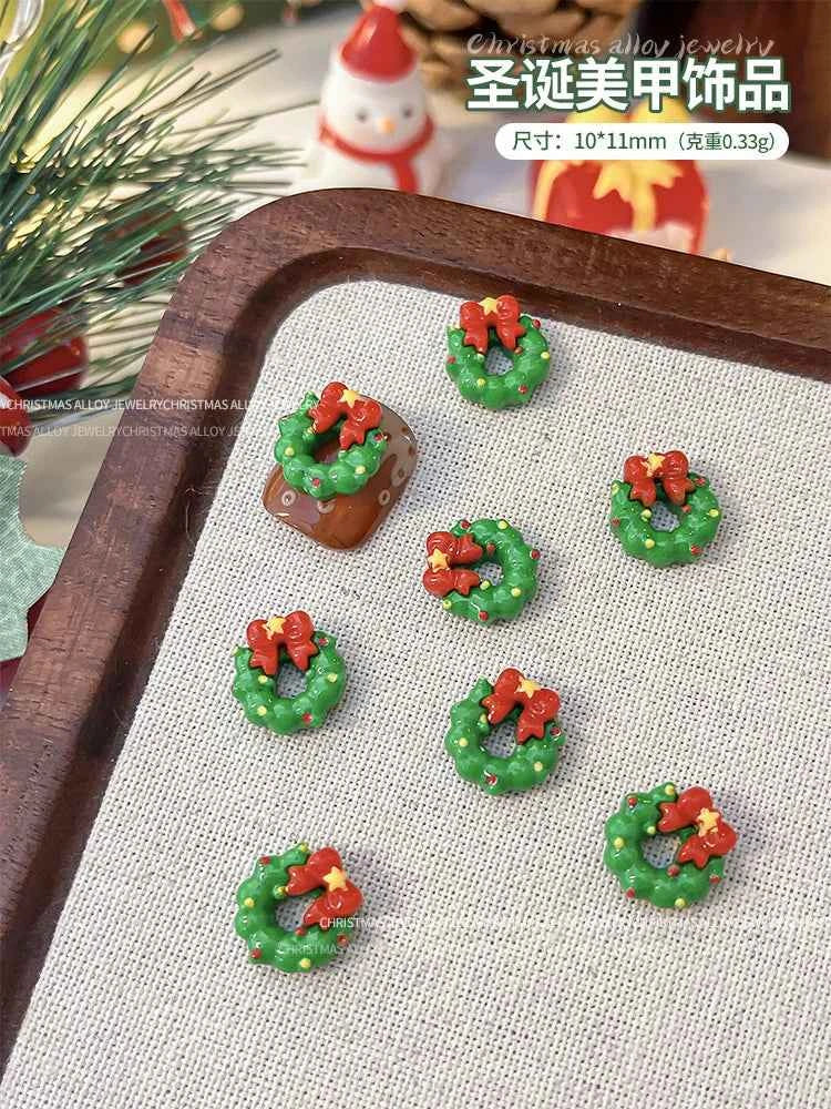 Christmas Series Nail Art Accessories 3D Resin Nail Charms Cute Bells Reindeer Snowman Cartoon Versatile Winter Nail Decorations