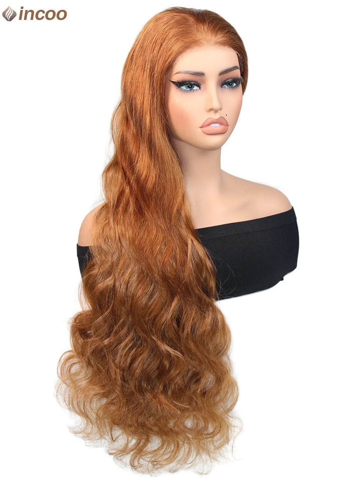 Colored Ginger Blonde 9X6 Glueless Lace Front Human Hair Wig Ready To Go&Wear Glueless Body Wave Lace Wig Burgundy Straight Wigs - GiFTiFY