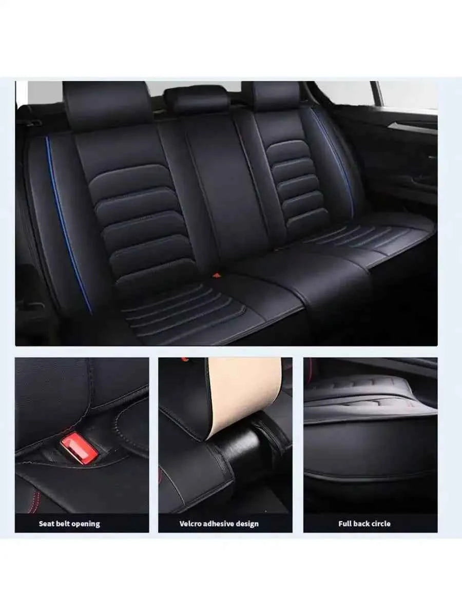 5-Piece Universal Car Seat Covers Set Beige PU Leatherette With Neck Lumbar Pillows All Season by GiFiFY