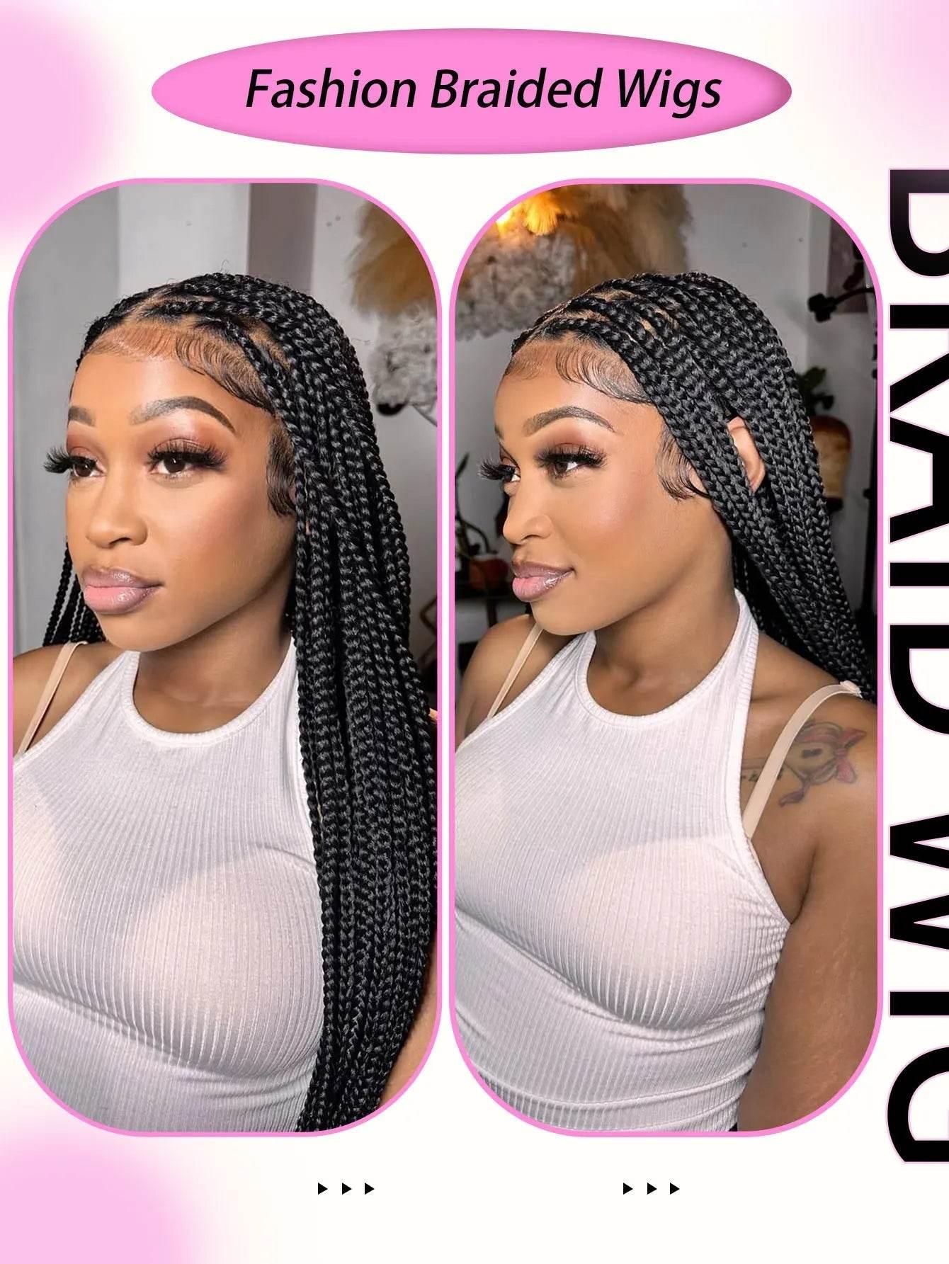 Synthetic Braided Wig Full Lace Front Wigs Knotless Box Cornrows Wigs For Black Women 36 Tribal Jumbo Braids Wigs With Baby Hair - GiFTiFY