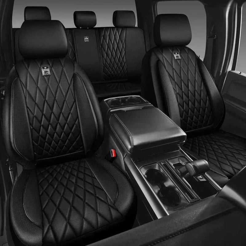 CAR PASS 5 Seats Luxury Faux Leather Seat Covers Full Set, Anti-Slip Waterproof, Universal Fit for SUVs, Vans, Trucks, Airbag Compatible by GiFiFY