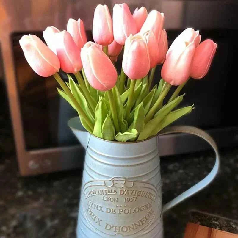 5 Pieces Tulips Artificial Flowers Bunch Home Decor Real Touch Tulip Flowers for Decoration Wedding Bridal Bouquet Fake Flowers by DSERS