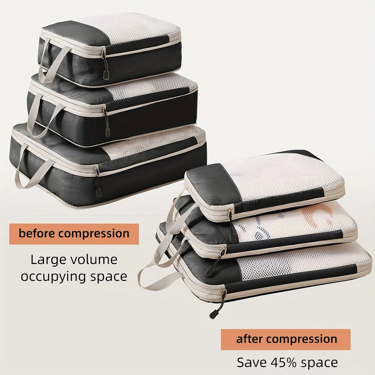 3-piece travel compression packing cube, travel bag luggage organizer travel essentials carry-on luggage compression cube GiFiFY