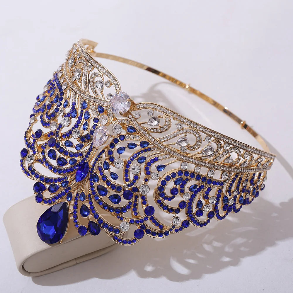 European Miss Universe Big Forest Crystal Wedding Crowns Cubic Zircon Crown Queen Rhinestone Tiara Party Stage Show Hair Jewelry GiFTiFY