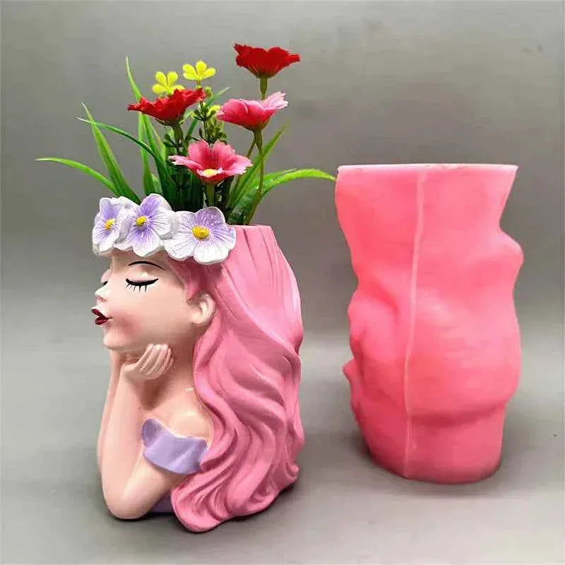New product! Silicone mold creative fairy flower pot used to make gypsum resin cement home balcony decoration
