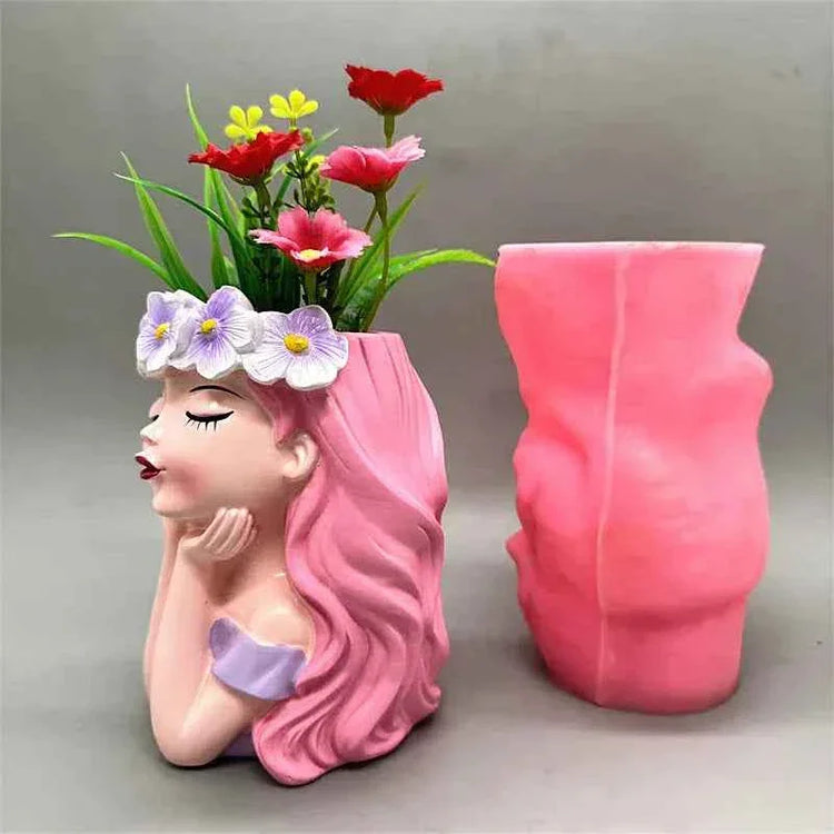 New product! Silicone mold creative fairy flower pot used to make gypsum resin cement home balcony decoration