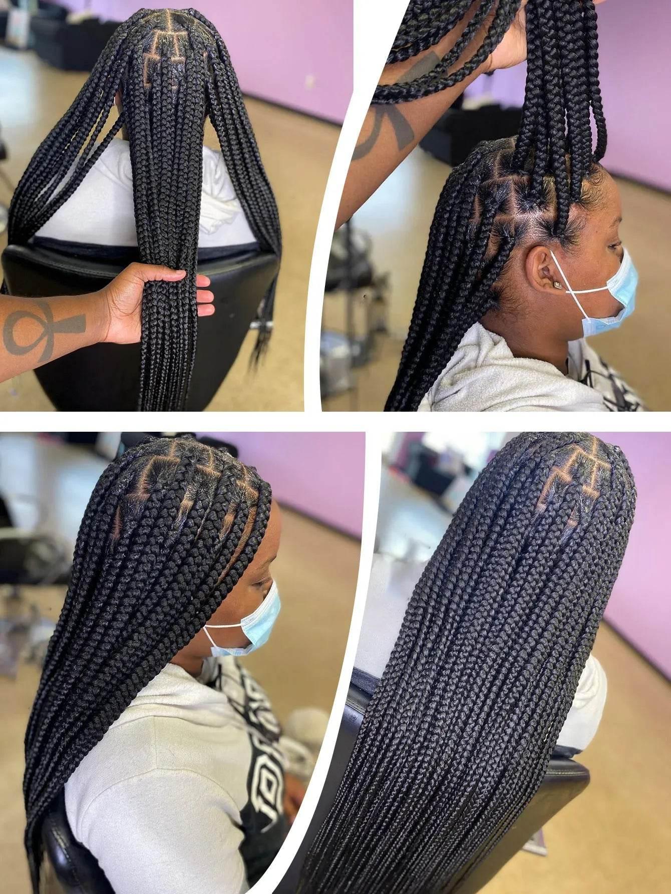 Tribal Synthetic Cornrow Braided Wigs Full Lace Wig 36Inches Knotless Jumbo Knotless Box Braids Wig Square Part For Black Women - GiFTiFY