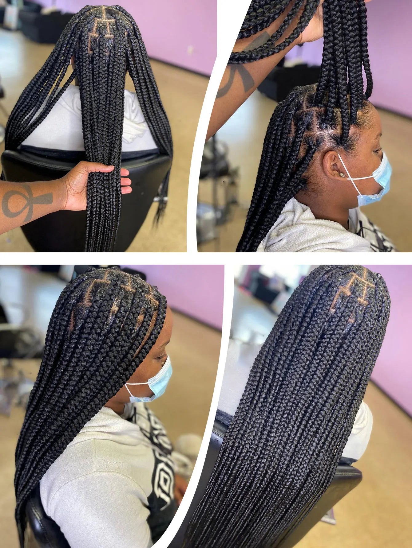 Cornrows Full Lace Braided Wigs Synthetic Knotless Box Braiding Wigs For Black Women 36'' Tribal Box Braids Wigs With Baby Hair GiFTiFY