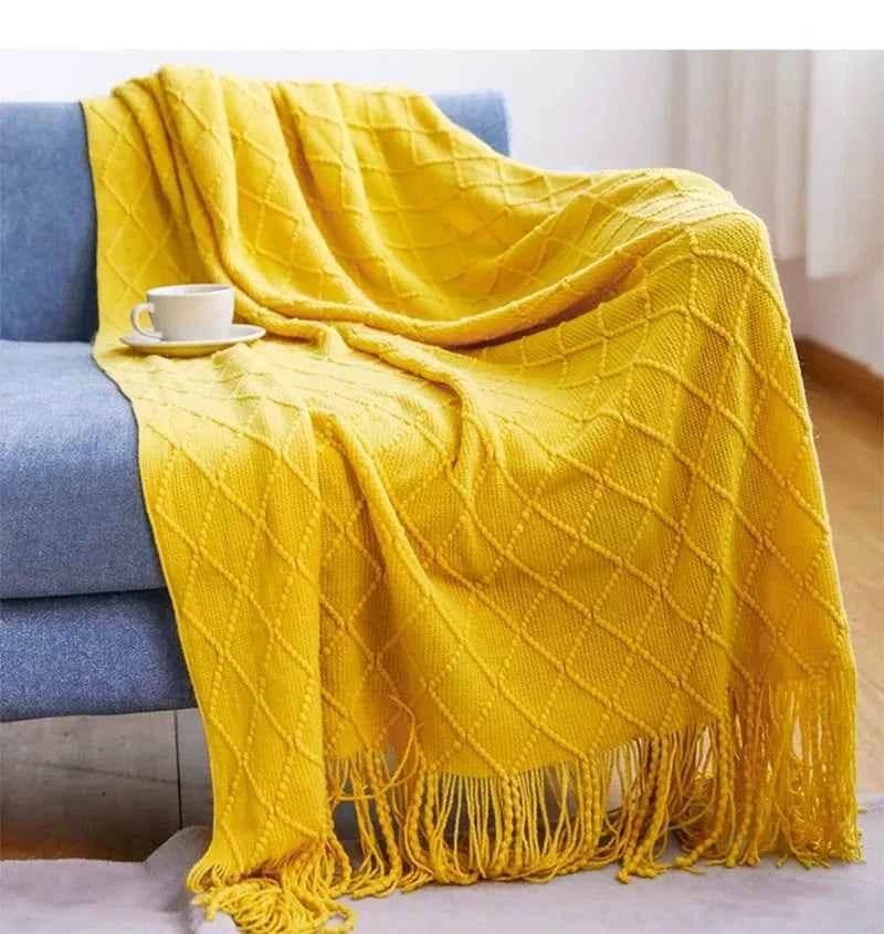 Bohemian Couch Blanket Large Knitted Tassel Throw for Bed Chair Sofa Couch Cover All-Season Blankets Home Decor Soft Comfortable - GiFTiFY