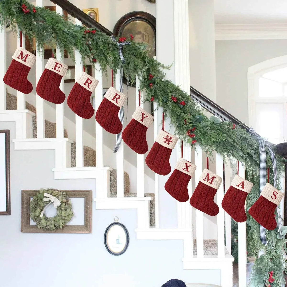 navidad Christmas Boots Letters Christmas Stocking New Knitting Christmas Tree Pendant Decorations SnowflakeChristmas Socks by DSERS