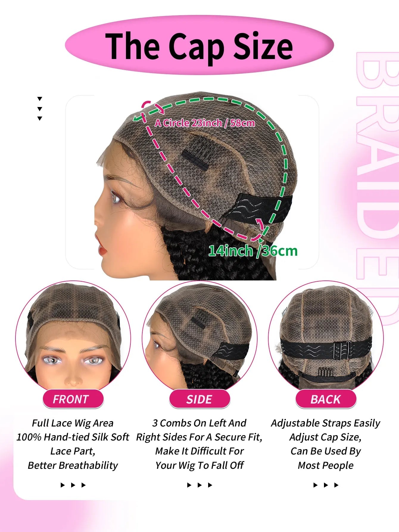 Cornrows Full Lace Braided Wigs Synthetic Knotless Box Braiding Wigs For Black Women 36'' Tribal Box Braids Wigs With Baby Hair GiFTiFY