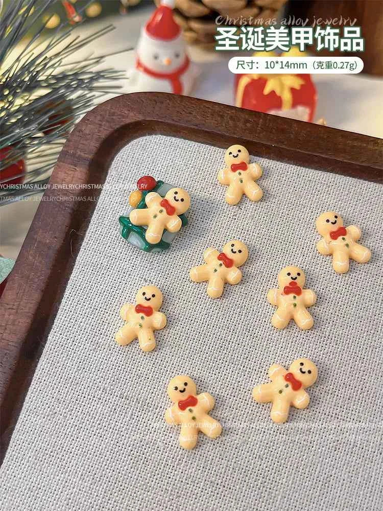 Christmas Series Nail Art Accessories 3D Resin Nail Charms Cute Bells Reindeer Snowman Cartoon Versatile Winter Nail Decorations