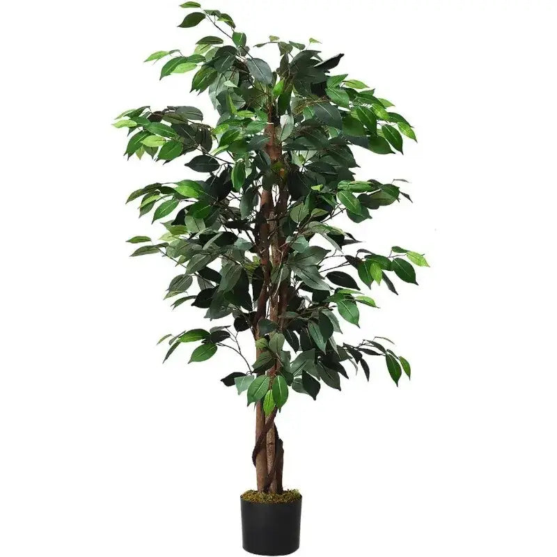 Artificial Ficus Silk Tree in Black Pot
