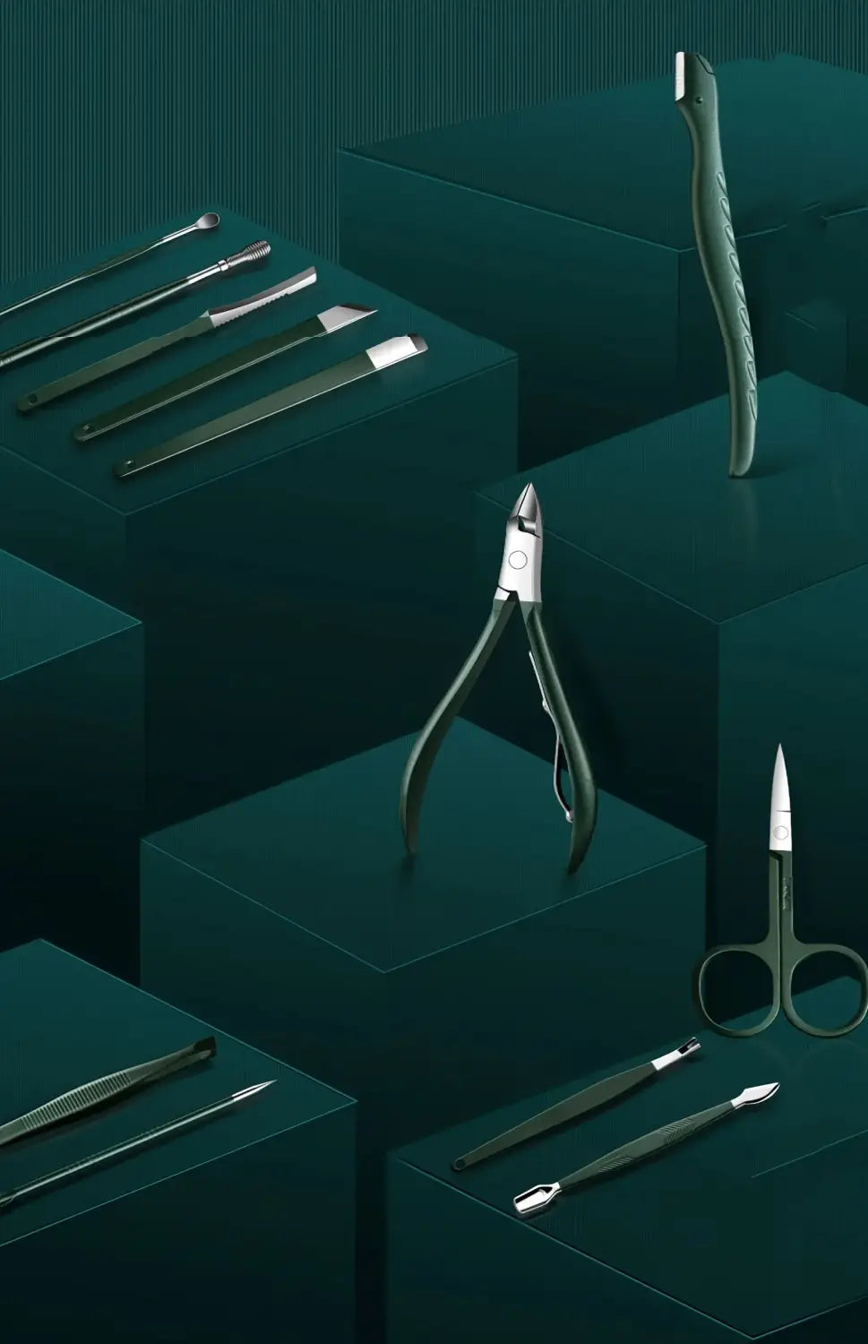 Green Case Stainless Steel Nail Clippers Set