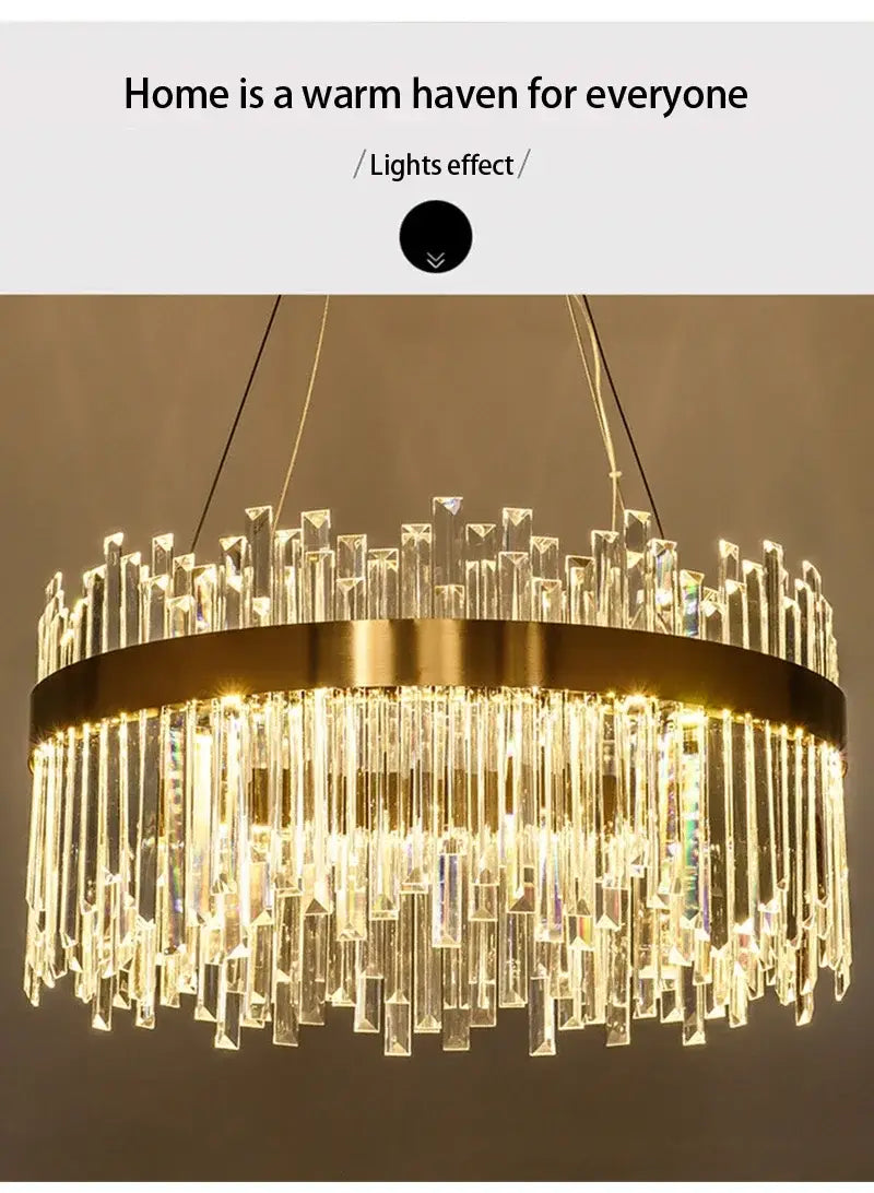 Gold Dia 80cm Crystal Ceiling Pendant Luxury Modest Crystal Chandelier Round Crystal Chandelier