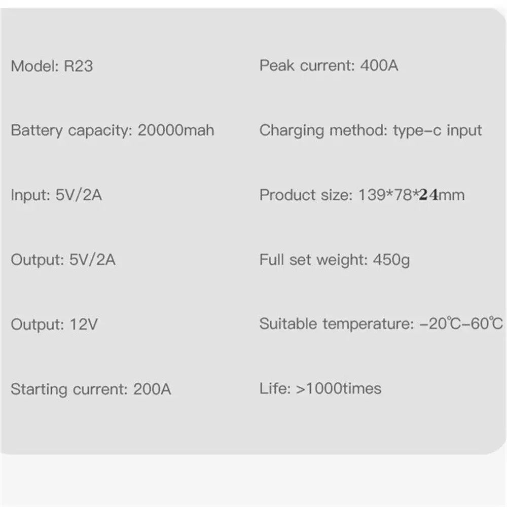 20000mah High Power Car Battery Jump Starter