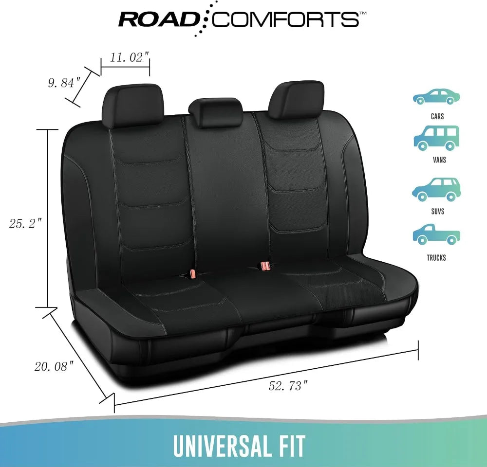 Premium Leather Car Seat Covers Full Set, Airbag Compatible, Universal Fit for Most Cars, Trucks, SUVs, Vans, Black GiFiFY