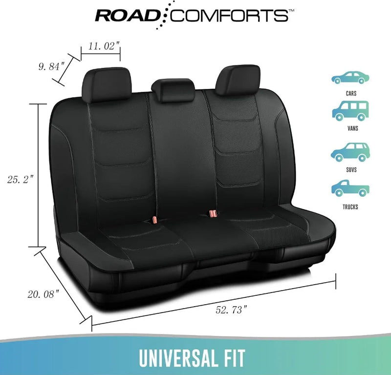 Premium Leather Car Seat Covers Full Set, Airbag Compatible, Universal Fit for Most Cars, Trucks, SUVs, Vans, Black by GiFiFY