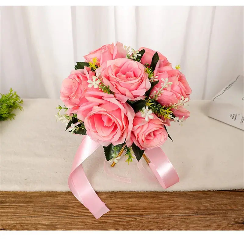 White Rose Wedding Bouquet Artificial Silk Rose