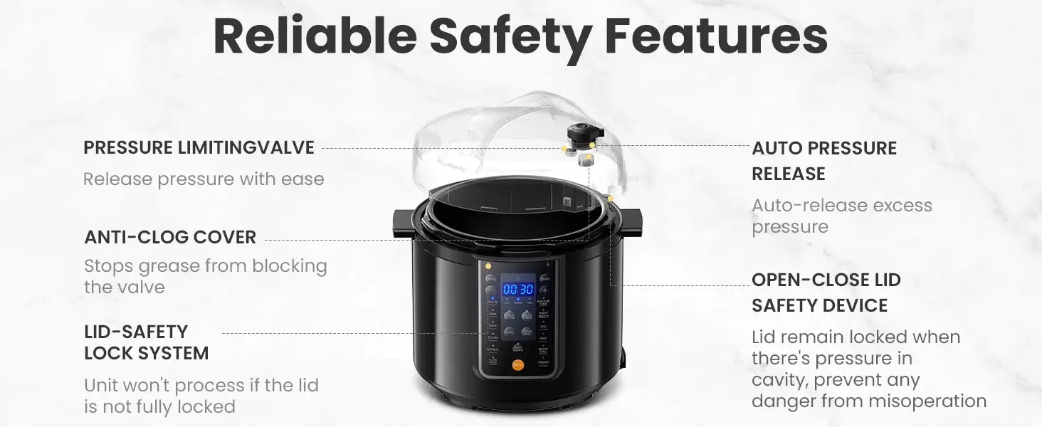 COMFEE’ 6 Quart 9-in-1 Electric Pressure Cooker 13 Presets Instant Multi Cooker Olla de Presion Slow Rice Cooker