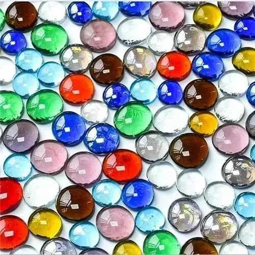 100g/3.52oz(Approx. 18-25pcs) Oblate Bead Glass Mosaic Tiles Colorful Round Mosaic Making Material Multi Diameter DIY Craft Tile