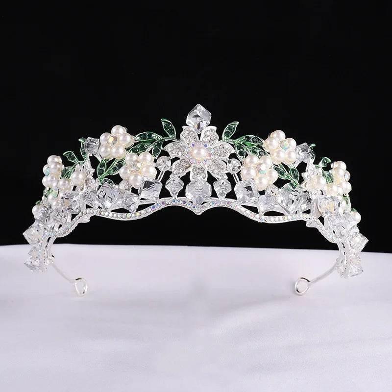 Luxury Baroque Purple Crystal Pearl Bridal Crown Tiara Magnificent Rhinestone Diadem for Bride Headband Wedding Hair Accessories - GiFTiFY