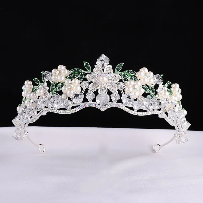 Luxury Baroque Purple Crystal Pearl Bridal Crown Tiara Magnificent Rhinestone Diadem for Bride Headband Wedding Hair Accessories DSERS