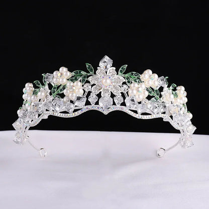 Luxury Baroque Purple Crystal Pearl Bridal Crown Tiara Magnificent Rhinestone Diadem for Bride Headband Wedding Hair Accessories DSERS