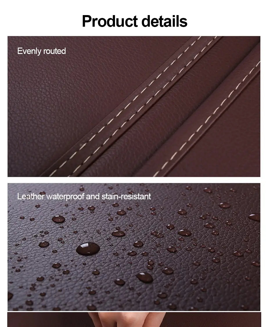 Brown Leather Car Seat Organizer Seametal Anti Kick Pad