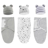 100% Organic Cotton Baby Swaddle Blanket Wrap Hat Set for Infant Adjustable Newborn Swaddle Baby Swaddle for 0-3 Month - GiFTiFY