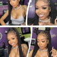 Knotless Box Braids Wig Long 36Inch Cornrow Braided Wigs Synthetic Full Lace Front Wig For Black Women Goddess Braiding Hair Wig GiFTiFY
