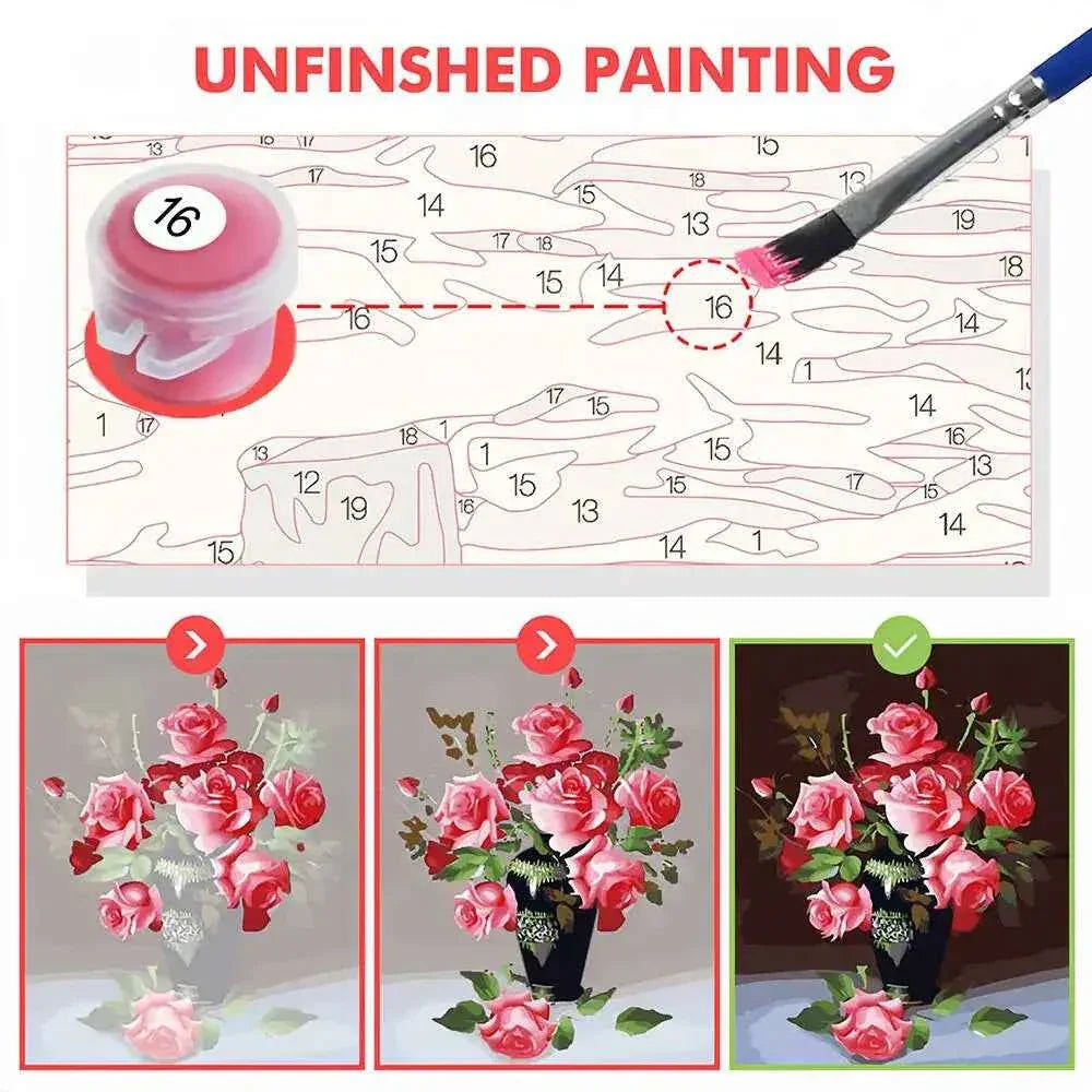 DIY Digital Oil Painting Cat Flower Paint By Numbers Animal Kitten Handpainted Acrylic Paint On Canvas Home Bedroom Wall Artwork