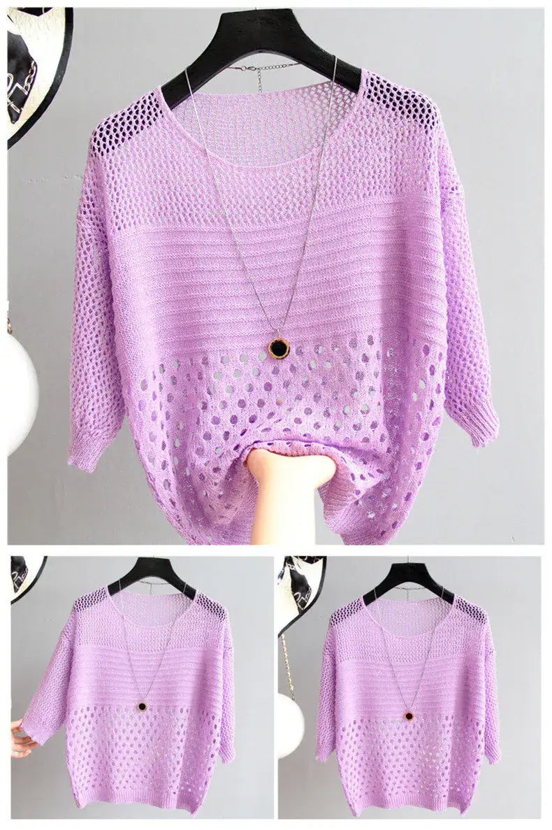 Ice Silk Hollow Knitted Vest for Women
